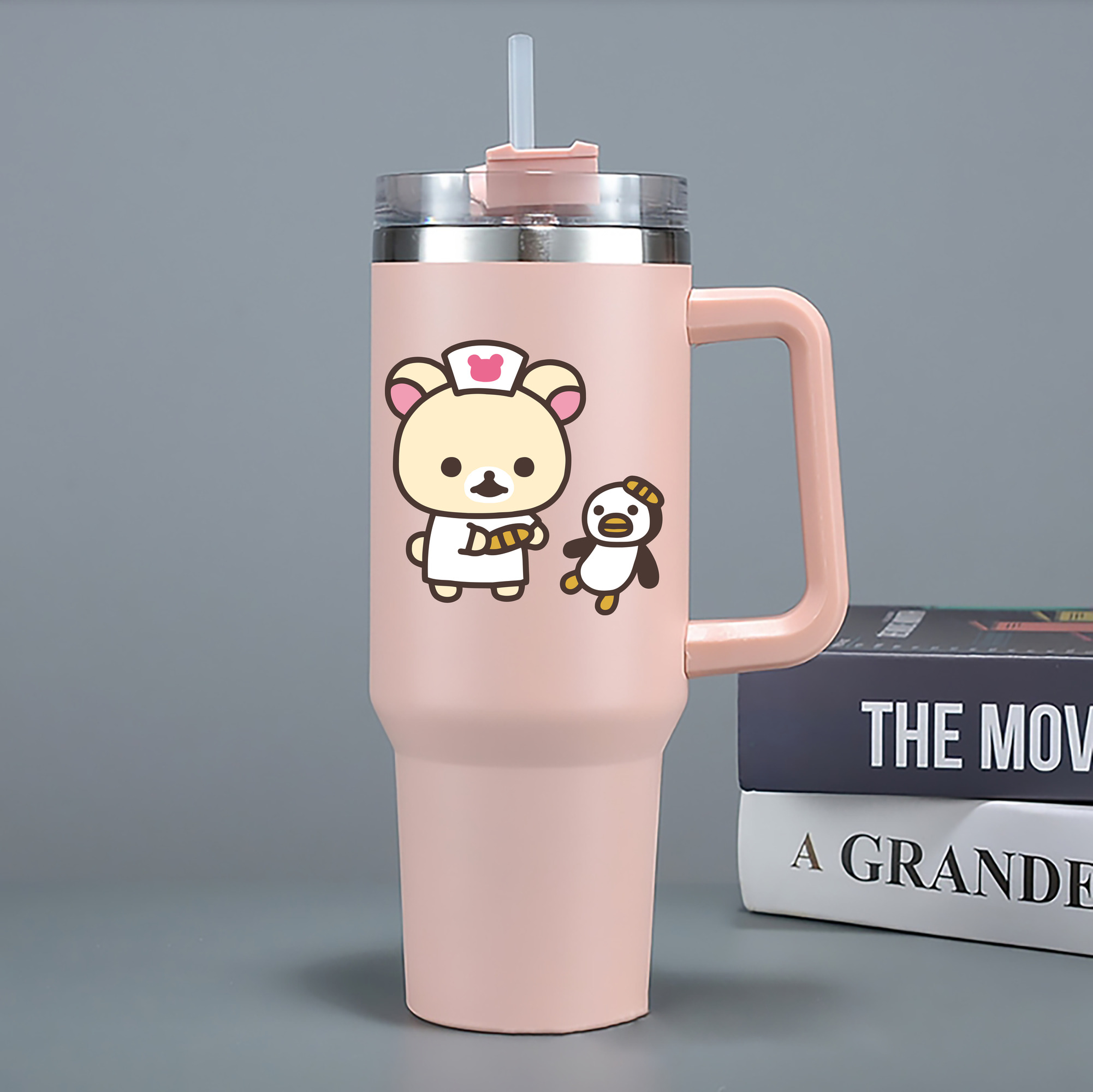 リラックマ リラックマ キイロイトリ Rilakkuma Korilakkuma Kiiroitori 1200mL車用タンブラー - クリスタルステッカー（プラスチックストロー付き）